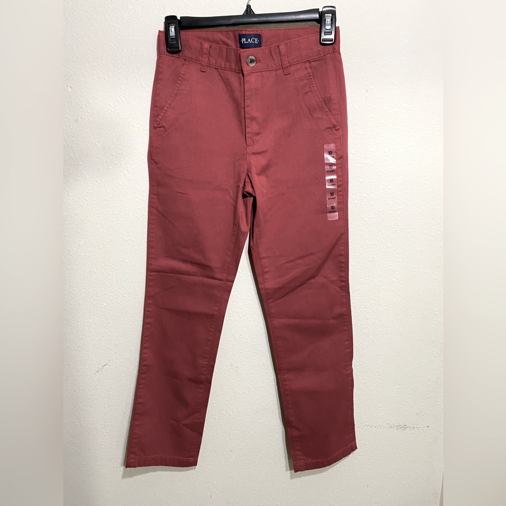 Children Place Boy’s Size 10 Skinny Rust Color Khakis/ Adjustable waist NWT